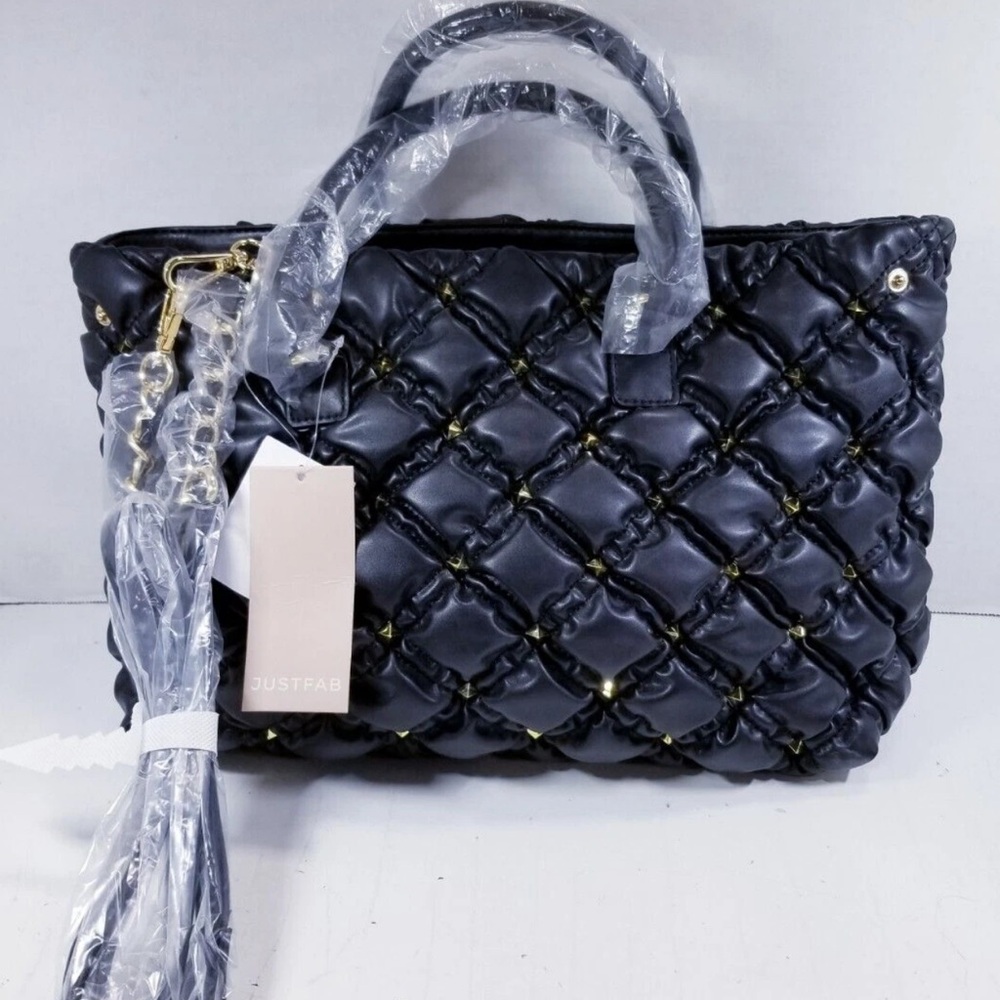 JustFab Black and Gold Quilted Shoulder Bag.. NWT